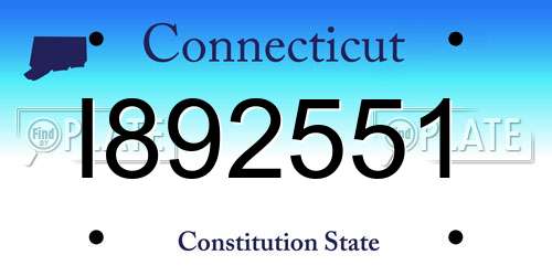 I892551 Connecticut License Plate