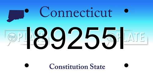 I89255I Connecticut License Plate