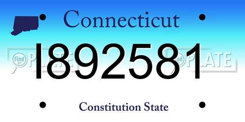 I892581 Connecticut License Plate