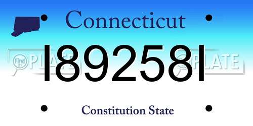 I89258I Connecticut License Plate