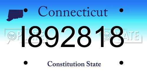 I892818 Connecticut License Plate