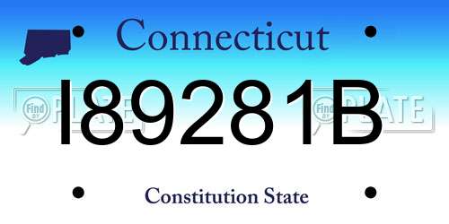 I89281B Connecticut License Plate
