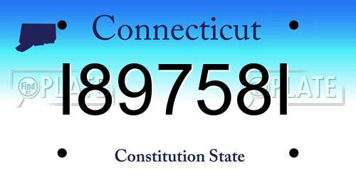 I89758I Connecticut License Plate