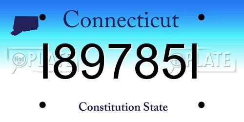 I89785I Connecticut License Plate