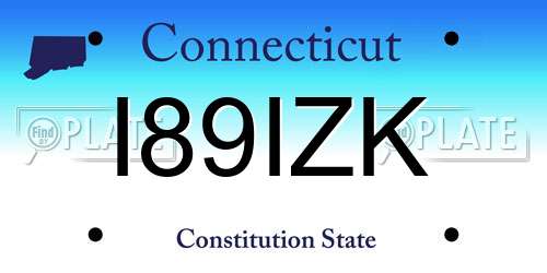 I89IZK Connecticut License Plate