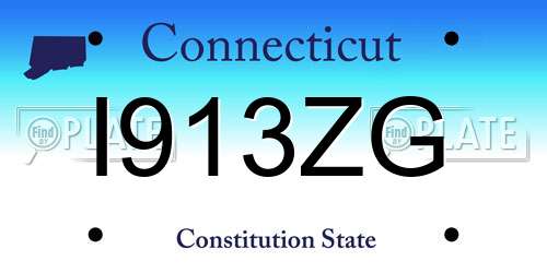 I913ZG Connecticut License Plate