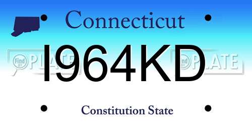I964KD Connecticut License Plate