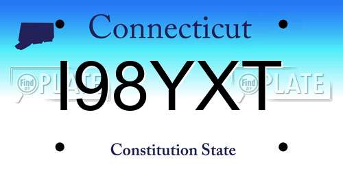 I98YXT Connecticut License Plate