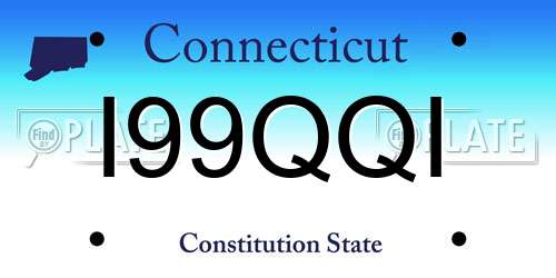 I99QQI Connecticut License Plate