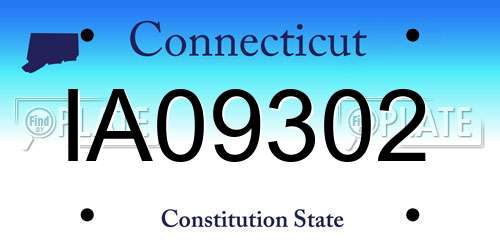 IA09302 Connecticut License Plate