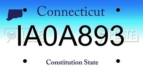 IA0A893 Connecticut License Plate