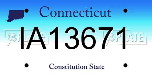 IA13671 Connecticut License Plate