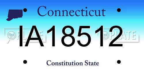 IA18512 Connecticut License Plate
