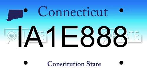 IA1E888 Connecticut License Plate