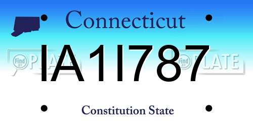 IA1I787 Connecticut License Plate