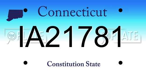 IA21781 Connecticut License Plate