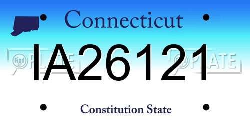IA26121 Connecticut License Plate