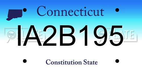 IA2B195 Connecticut License Plate