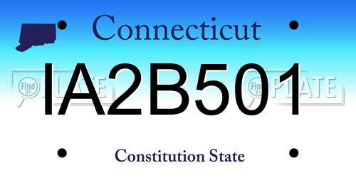 IA2B501 Connecticut License Plate
