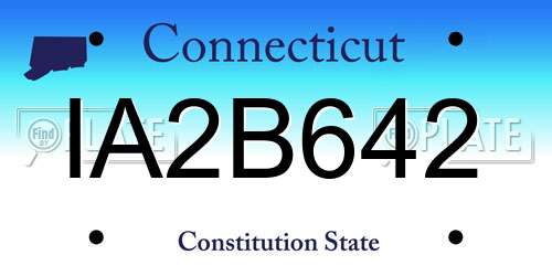 IA2B642 Connecticut License Plate