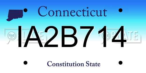 IA2B714 Connecticut License Plate