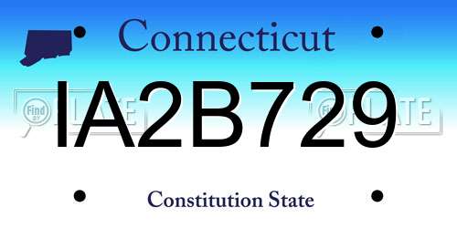 IA2B729 Connecticut License Plate