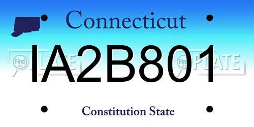 IA2B801 Connecticut License Plate