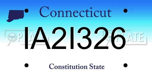 IA2I326 Connecticut License Plate