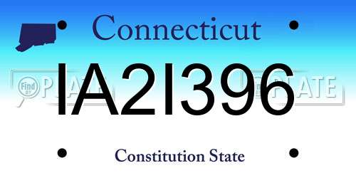 IA2I396 Connecticut License Plate