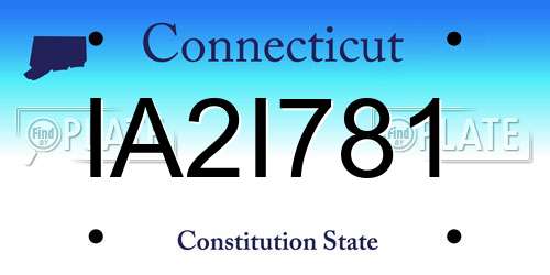 IA2I781 Connecticut License Plate