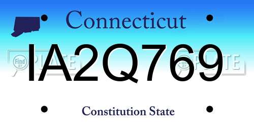 IA2Q769 Connecticut License Plate
