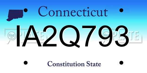 IA2Q793 Connecticut License Plate