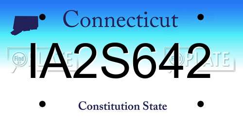 IA2S642 Connecticut License Plate