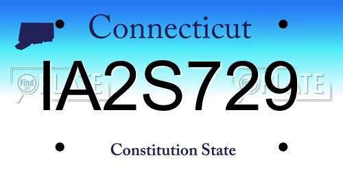 IA2S729 Connecticut License Plate