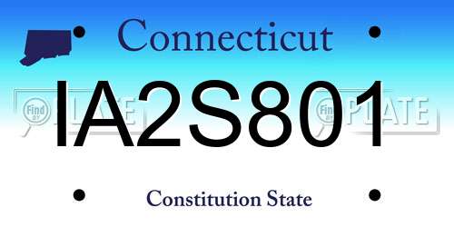 IA2S801 Connecticut License Plate