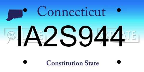 IA2S944 Connecticut License Plate