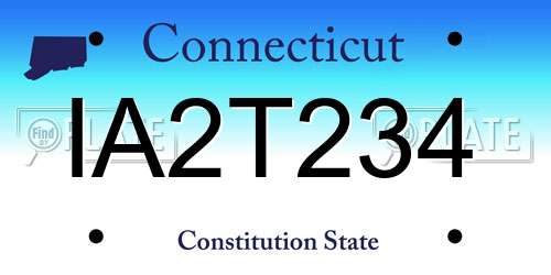 IA2T234 Connecticut License Plate