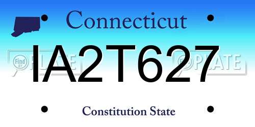 IA2T627 Connecticut License Plate