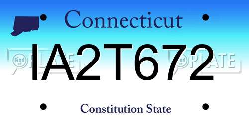 IA2T672 Connecticut License Plate