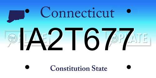 IA2T677 Connecticut License Plate