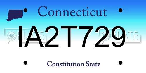 IA2T729 Connecticut License Plate