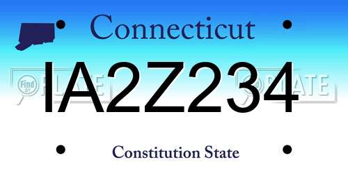 IA2Z234 Connecticut License Plate