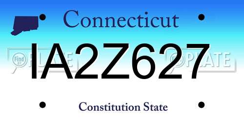 IA2Z627 Connecticut License Plate