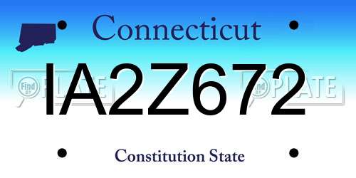 IA2Z672 Connecticut License Plate