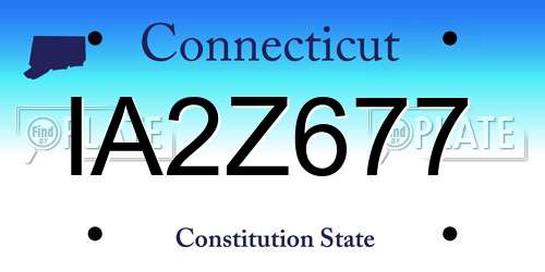 IA2Z677 Connecticut License Plate