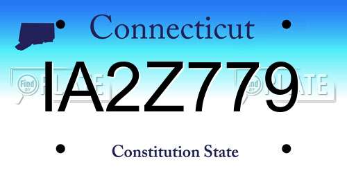 IA2Z779 Connecticut License Plate