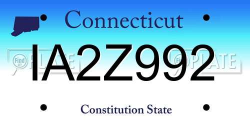 IA2Z992 Connecticut License Plate