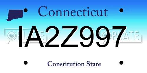IA2Z997 Connecticut License Plate