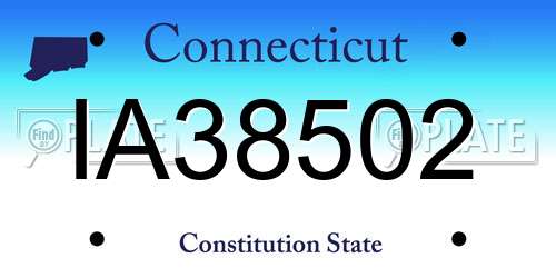IA38502 Connecticut License Plate