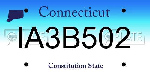 IA3B502 Connecticut License Plate